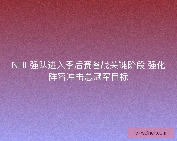 NHL强队进入季后赛备战关键阶段 强化阵容冲击总冠军目标 NHL强队进入季后赛备战关键阶段 强化阵容冲击总冠军目标
