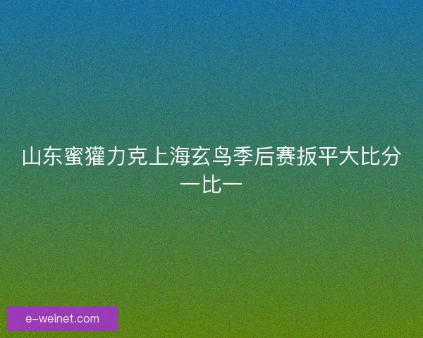 山东蜜獾力克上海玄鸟季后赛扳平大比分一比一 山东蜜獾力克上海玄鸟季后赛扳平大比分一比一